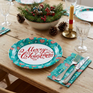 Scandinavian Merry Christmas Paper Plates