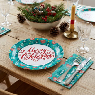 Scandinavian Merry Christmas Paper Plates