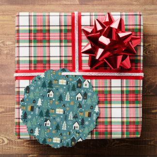 Scandinavian Merry Christmas Tree Winter Snow Ornament Card