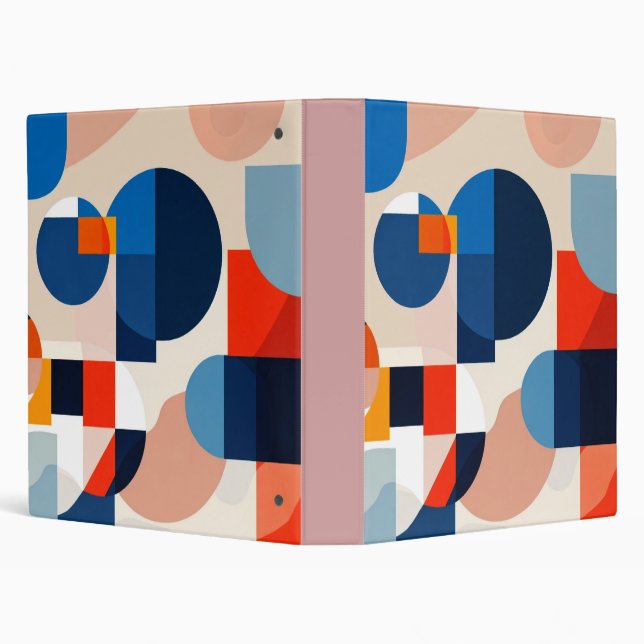 Scandinavian Mid Century Geometric Abstract Art 3 Ring Binder (Background)