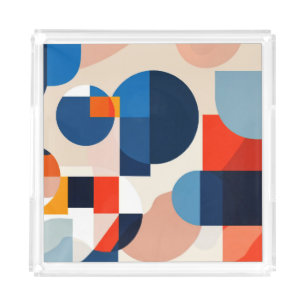 Scandinavian Mid Century Geometric Abstract Art Acrylic Tray