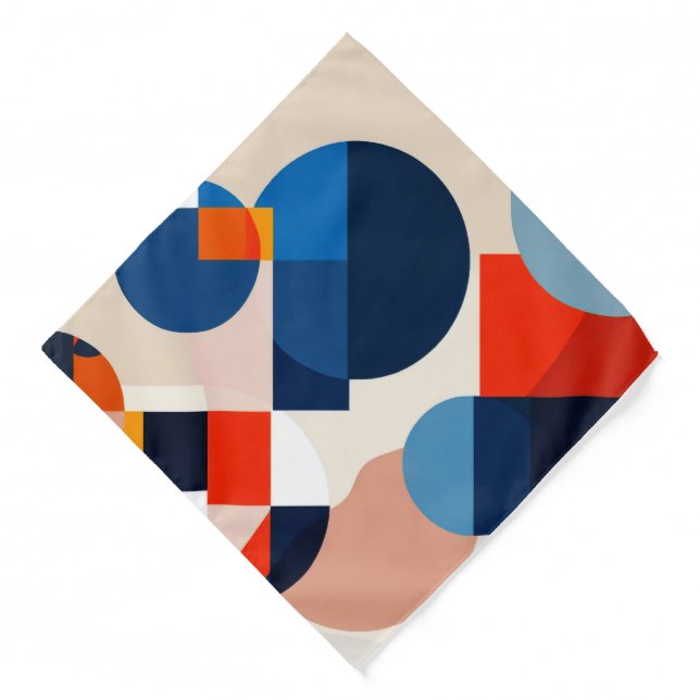 Scandinavian Mid Century Geometric Abstract Art Bandana (Front)