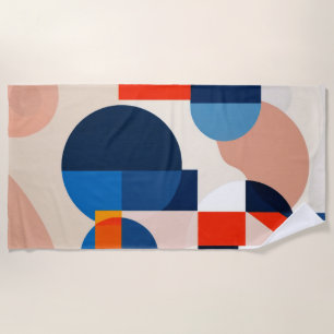 Scandinavian Mid Century Geometric Abstract Art Beach Towel