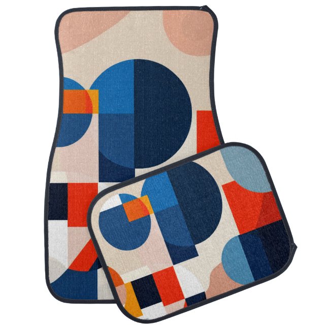Scandinavian Mid Century Geometric Abstract Art Car Floor Mat (Set)