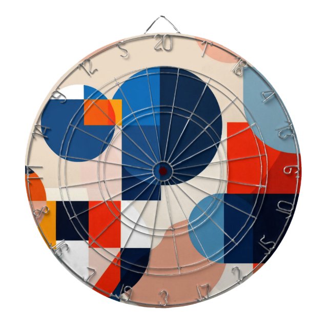 Scandinavian Mid Century Geometric Abstract Art Dart Board (Front)