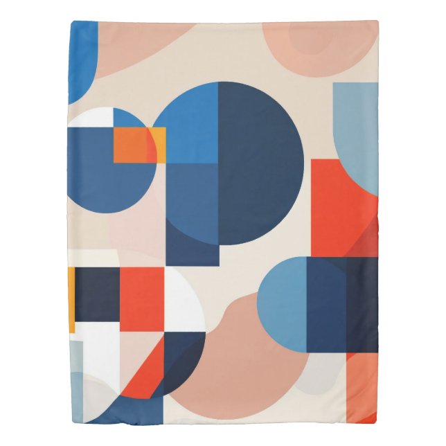 Scandinavian Mid Century Geometric Abstract Art Duvet Cover (Front)