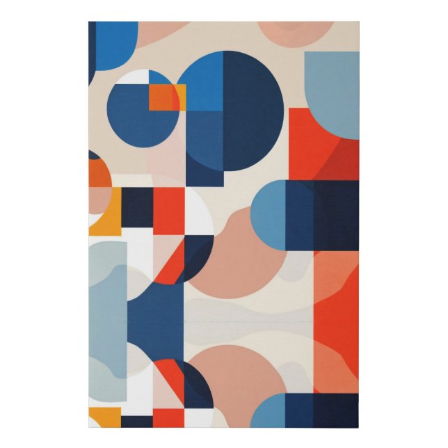 Scandinavian Mid Century Geometric Abstract Art Faux Canvas Print (Front)