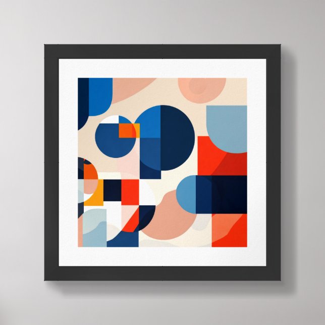 Scandinavian Mid Century Geometric Abstract Art Framed Art (Framed Front)