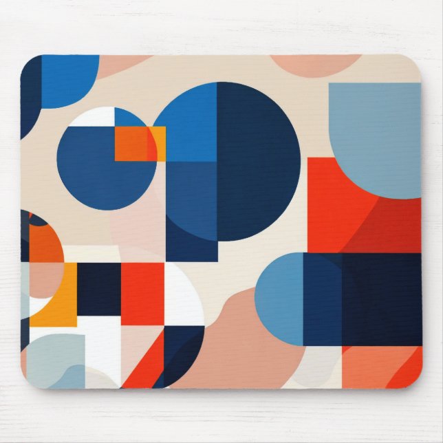 Scandinavian Mid Century Geometric Abstract Art Mouse Pad (Front)