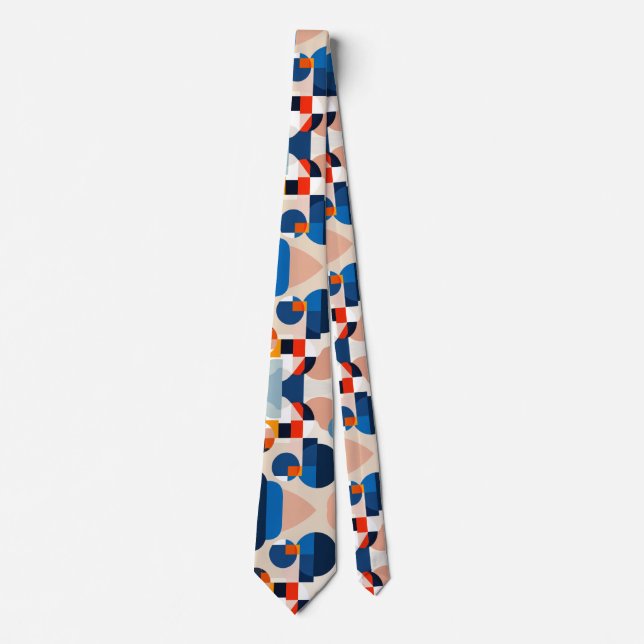 Scandinavian Mid Century Geometric Abstract Art Neck Tie (Front)