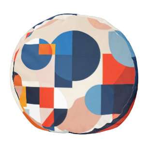 Scandinavian Mid Century Geometric Abstract Art Pouf