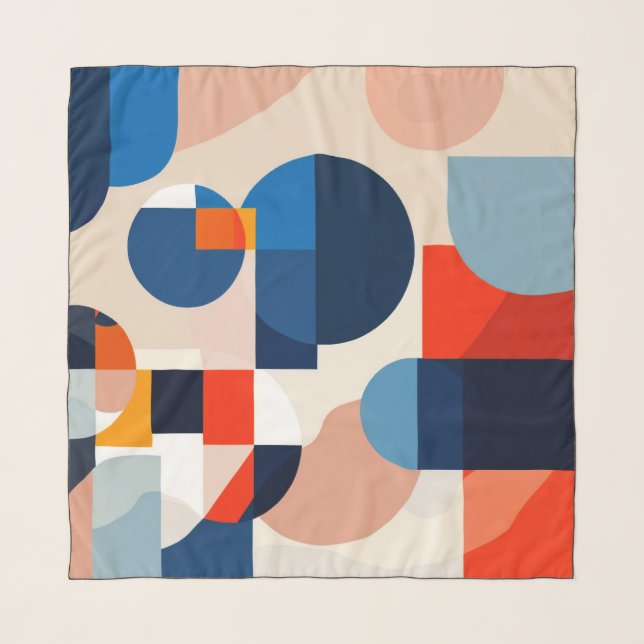 Scandinavian Mid Century Geometric Abstract Art Scarf (Front)