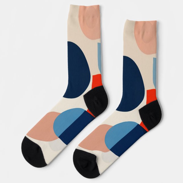 Scandinavian Mid Century Geometric Abstract Art Socks (Left)
