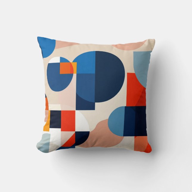 Scandinavian Mid Century Geometric Abstract Art Throw Pillow (Front)