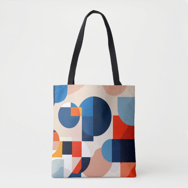 Scandinavian Mid Century Geometric Abstract Art Tote Bag (Front)