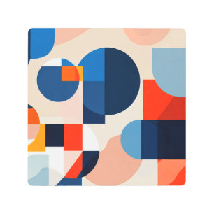 Scandinavian Mid Century Geometric Abstract Metal Print