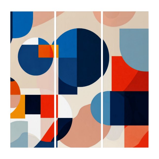 Scandinavian Mid Century Geometric Abstract  Triptych (Front)