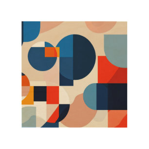Scandinavian Mid Century Geometric Abstract  Wood Wall Art