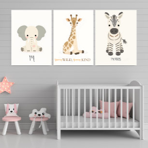 Scandinavian Minimal Safari Nursery Poster Wall Art Sets