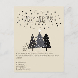 Scandinavian Minimalist Black White Christmas Holiday Postcard