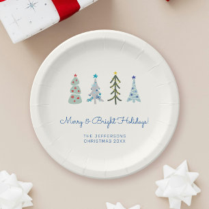 Scandinavian Minimalist Christmas trees Paper Plates