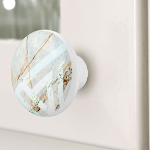 Scandinavian Minimalist Geometric Beige Marble Ceramic Knob