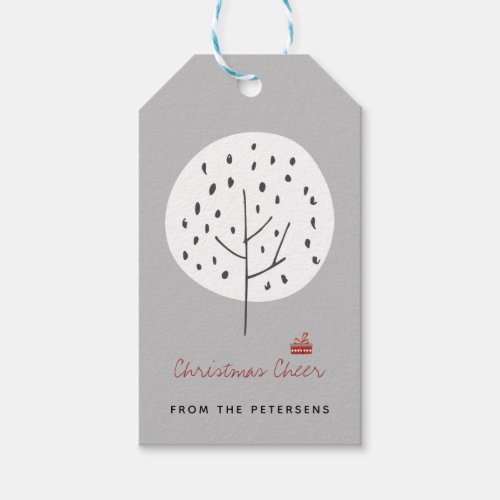 Scandinavian modern winter holiday season grey gift tags