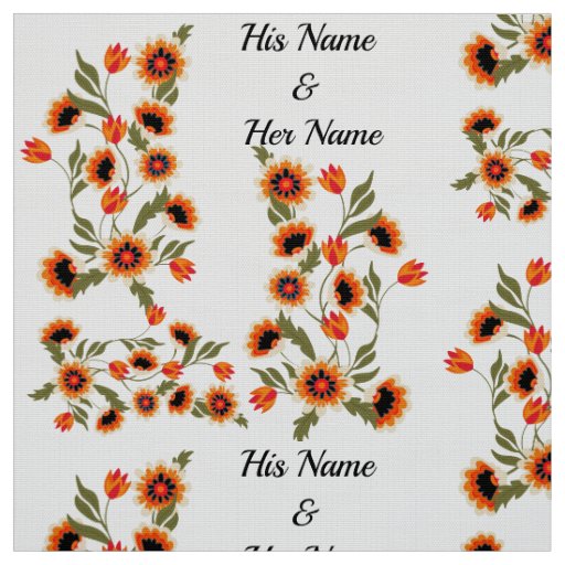 Scandinavian Motif Folk Art Romantic Couple Fabric
