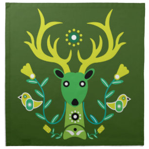 Scandinavian Nature Deer Head Art T-Shirt Throw Pi Cloth Napkin