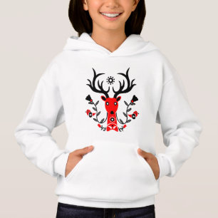 Scandinavian Nature Deer Head Art T-Shirt Throw Pi Hoodie