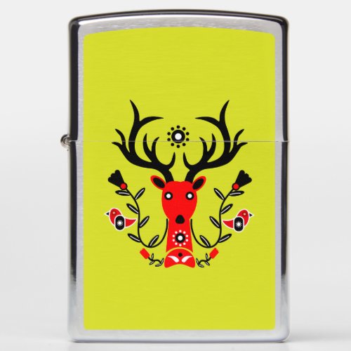 Scandinavian Nature Deer Head Art T_Shirt Throw Pi Zippo Lighter