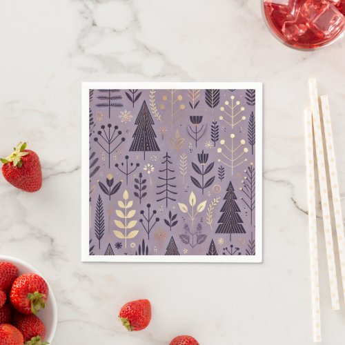 Scandinavian Nature in Purple and Gold Decoupage Napkins