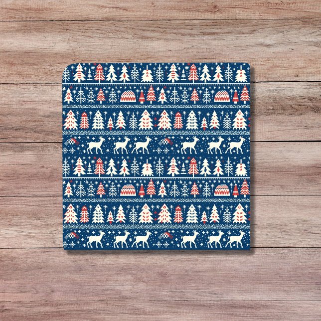 Scandinavian Navy Blue Christmas Reindeer Nordic Ceramic Tile (Scandinavian Navy Blue Christmas Reindeer Nordic Ceramic Tile)