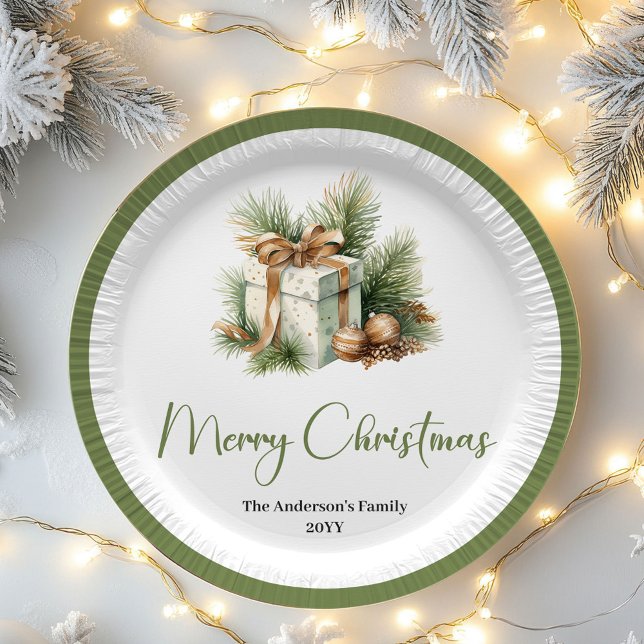 Scandinavian Neutral Christmas Personalized Dinner Paper Plates (Scandinavian Neutral Christmas Personalized Dinner Plates)