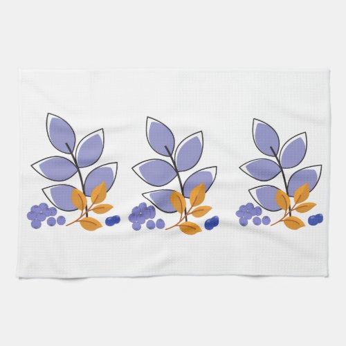 Scandinavian Nordic Blueberries and autumn leaves Kitchen Towel