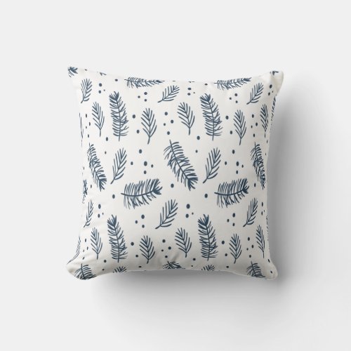 Scandinavian Nordic Christmas Leaves Pattern  Throw Pillow