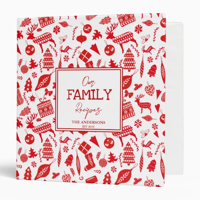 Scandinavian Nordic Christmas Our Family Recipes 3 Ring Binder (Front/Inside)