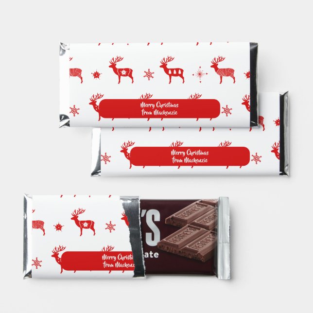 Scandinavian Nordic Christmas Pattern Personalized Hershey Bar Favors (Front)