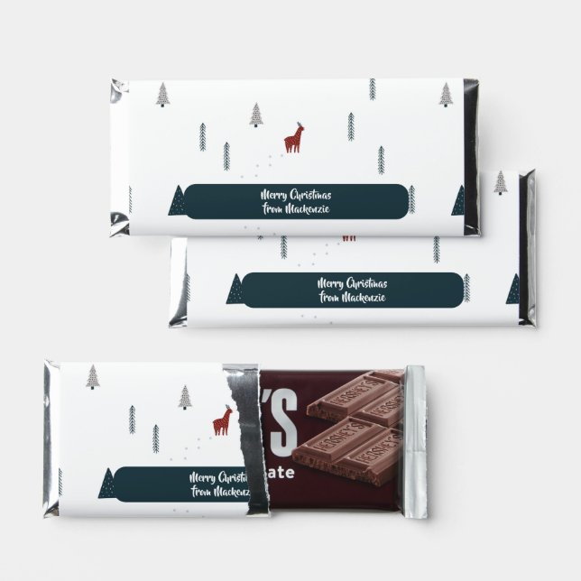 Scandinavian Nordic Christmas Pattern Personalized Hershey Bar Favors (Front)