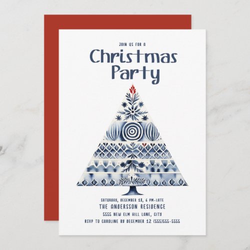 Scandinavian Nordic Christmas Tree Party Invitation