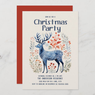 Scandinavian Nordic Deer Christmas Party Invitation