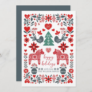 Scandinavian Nordic Folk art Fable Christmas Holiday Card