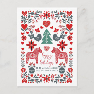 Scandinavian Nordic Folk art Fable Christmas Holiday Postcard