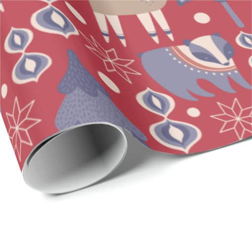 Scandinavian Nordic Folk Art Woodland Christmas | Wrapping Paper | Zazzle