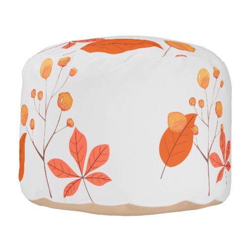 Scandinavian Nordic Nature Leaves and Berries  Pouf