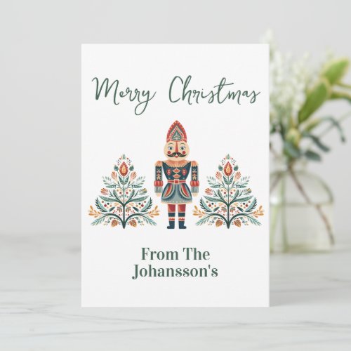 Scandinavian Nutcracker Custom Name Christmas Holiday Card