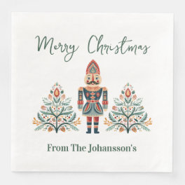 Scandinavian Nutcracker Custom Name Christmas Paper Dinner Napkins