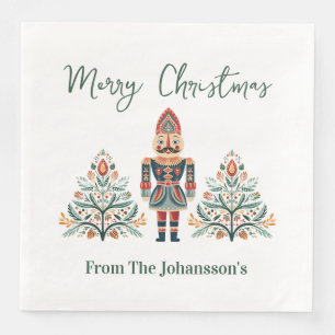 Scandinavian Nutcracker Custom Name Christmas Paper Dinner Napkins