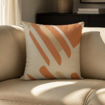 Scandinavian Orange & Cream Geometric Throw Pillow