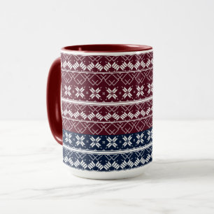 Scandinavian ornament on a blue, burgundy mug